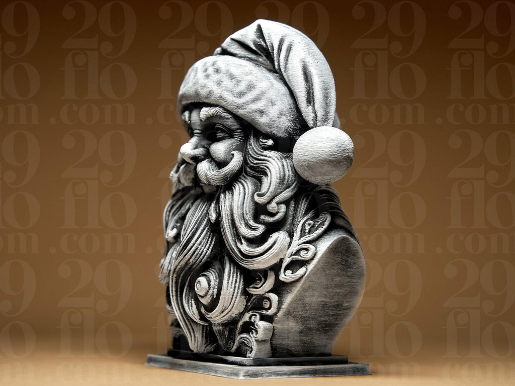 Santa Claus Büste | Weihnachtsmann Figur | Edle Weihnachtsdekoration in Schwarz oder handbemalt in Silber Fehn-factory.de