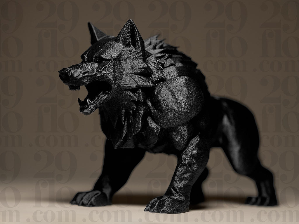The Beast | Wolfsskulptur | Kraftvolle Fantasy-Figur in Schwarz Fehn-factory.de