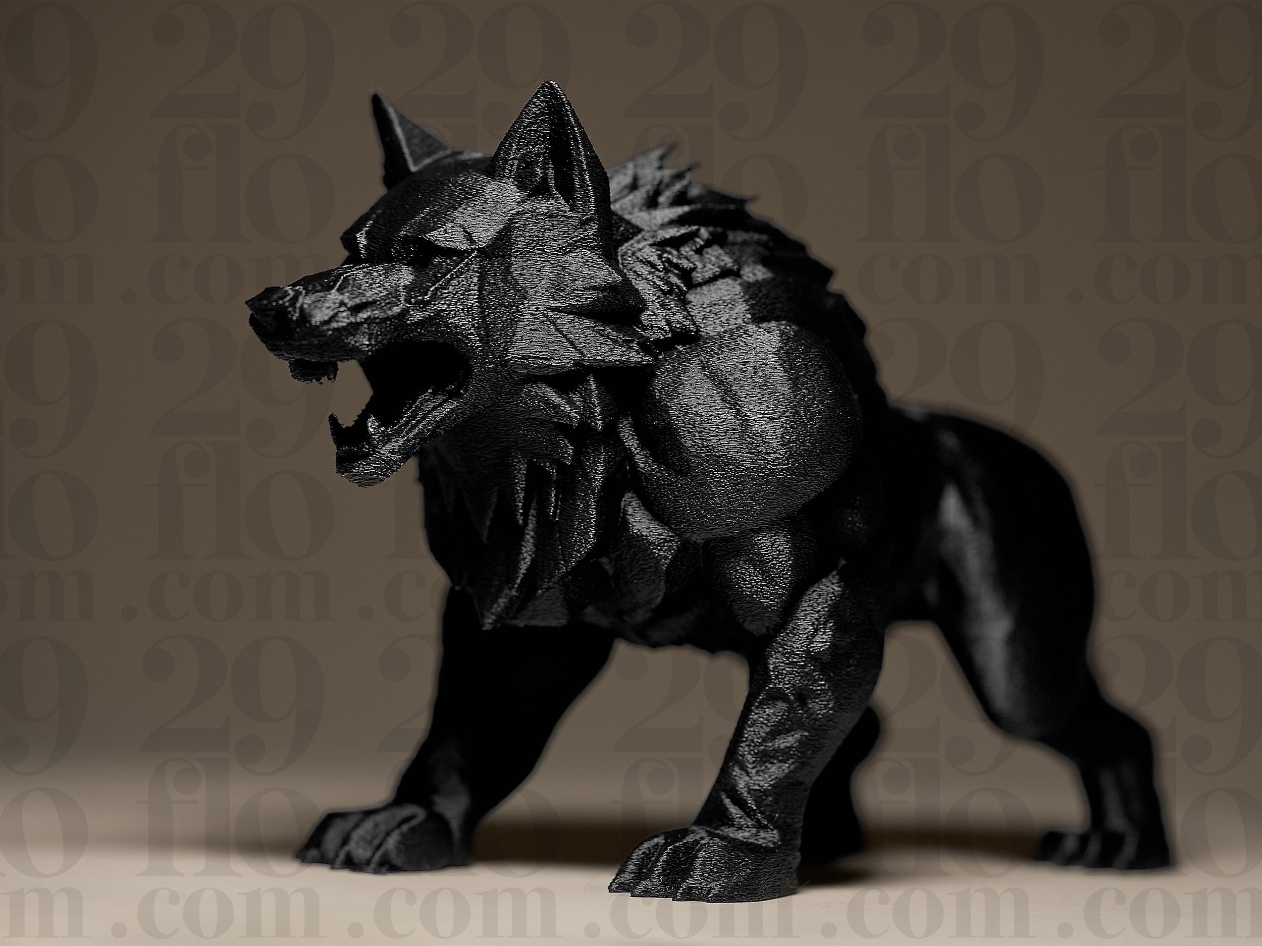 The Beast | Wolfsskulptur | Kraftvolle Fantasy-Figur in Schwarz Fehn-factory.de