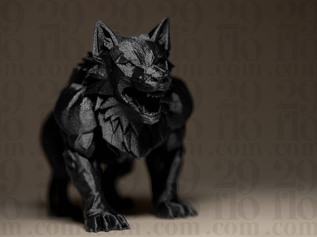 The Beast | Wolfsskulptur | Kraftvolle Fantasy-Figur in Schwarz Fehn-factory.de