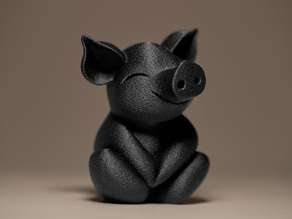 Cute Little Piglet Figurine | Glücksschwein Dekofigur | Verspielte Designfigur in Schwarz Fehn-factory.de