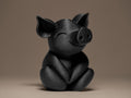 Cute Little Piglet Figurine | Glücksschwein Dekofigur | Verspielte Designfigur in Schwarz Fehn-factory.de