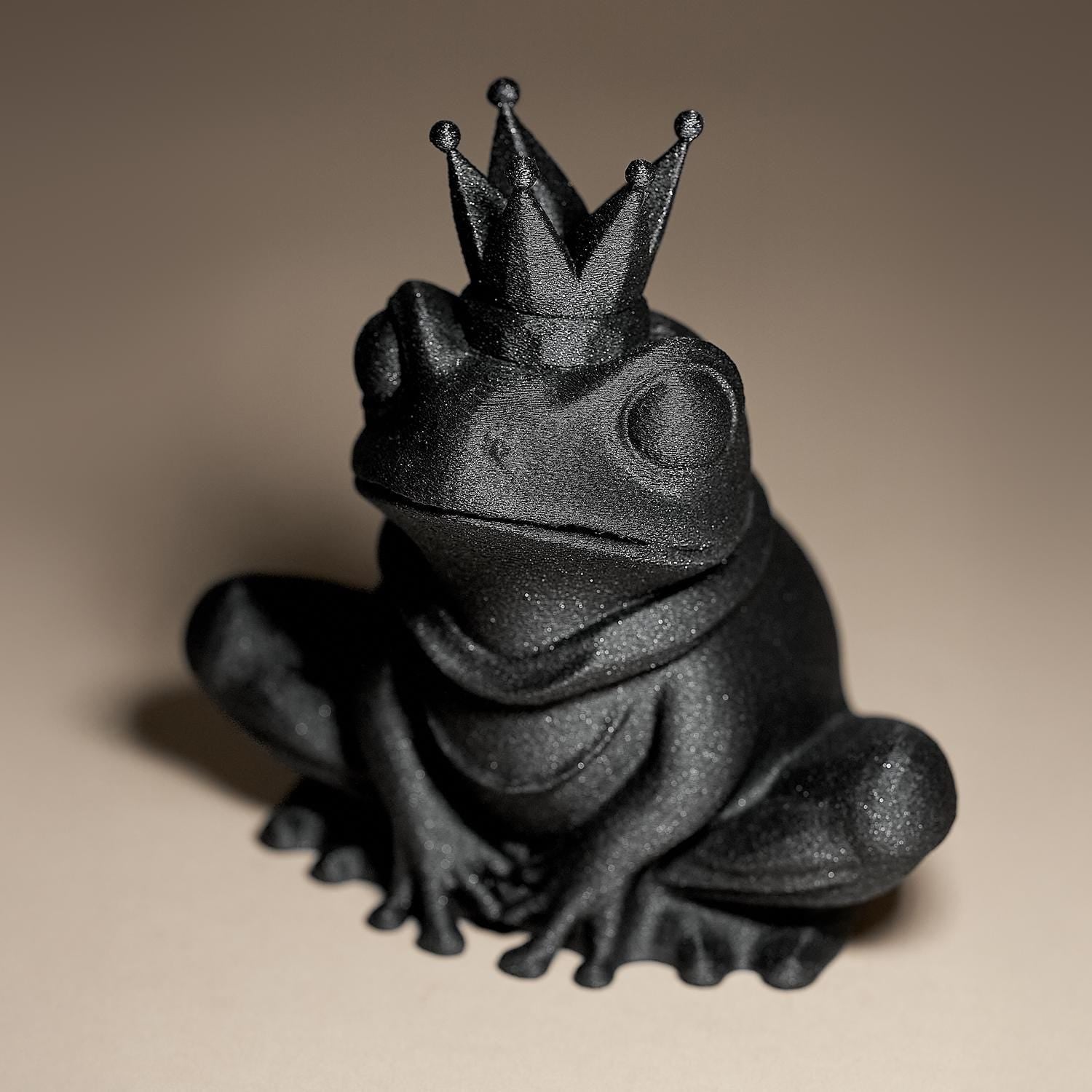 Frog in a Crown Decor Figurine | Schwarzer Froschkönig | Moderne Tierfigur mit Krone Fehn-factory.de
