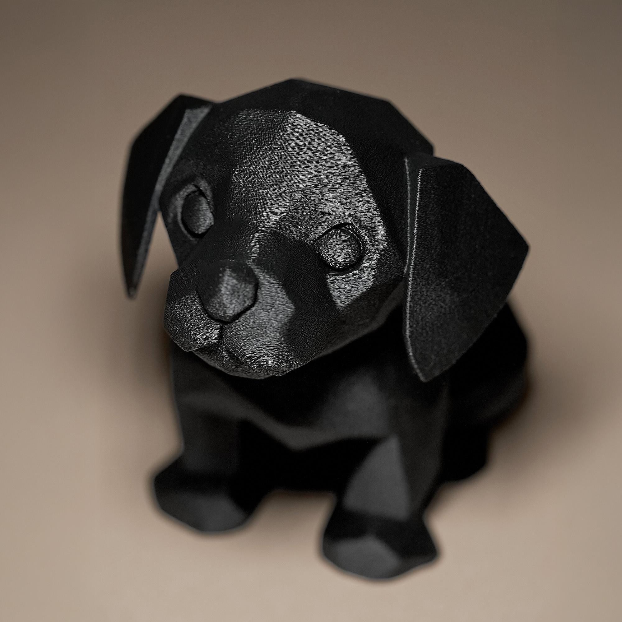 Puppy Dog Decor Figurine | Low Poly Hund Skulptur | Minimalistische Deko Statue | Dark Art