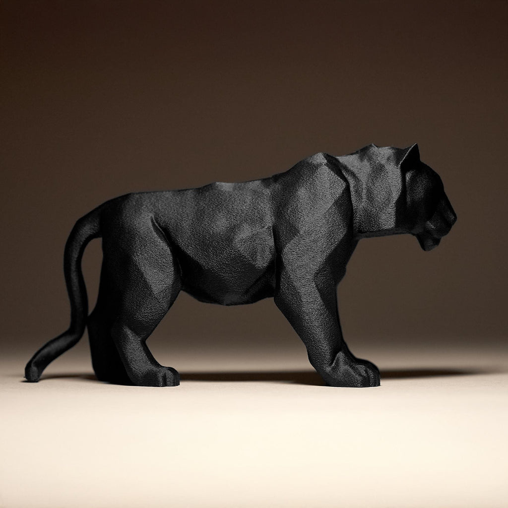 Tiger Decor Statue | Schwarze Panther Skulptur | Moderne Raubkatze | Dark Art Deko