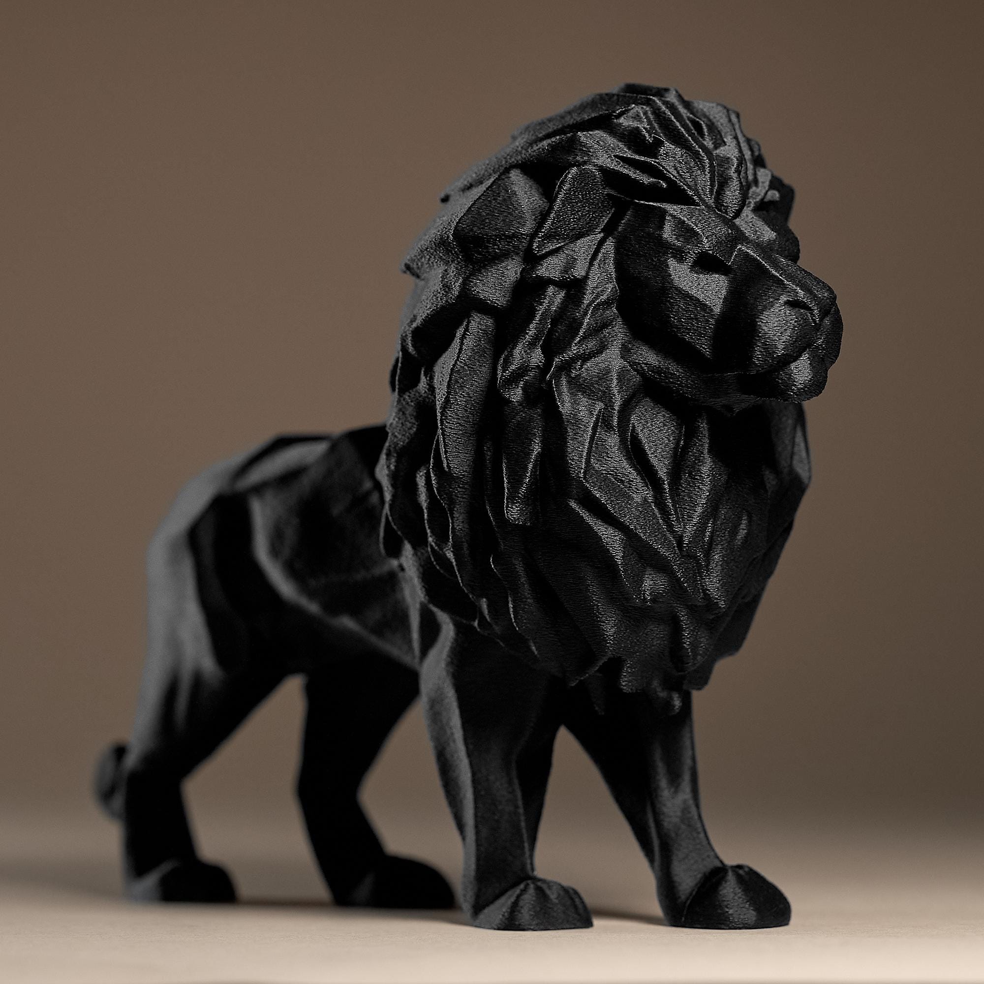 Lion Decor Statue | Löwe Figur Skulptur | Moderne Low Poly Raubkatze | Dark Art Deko