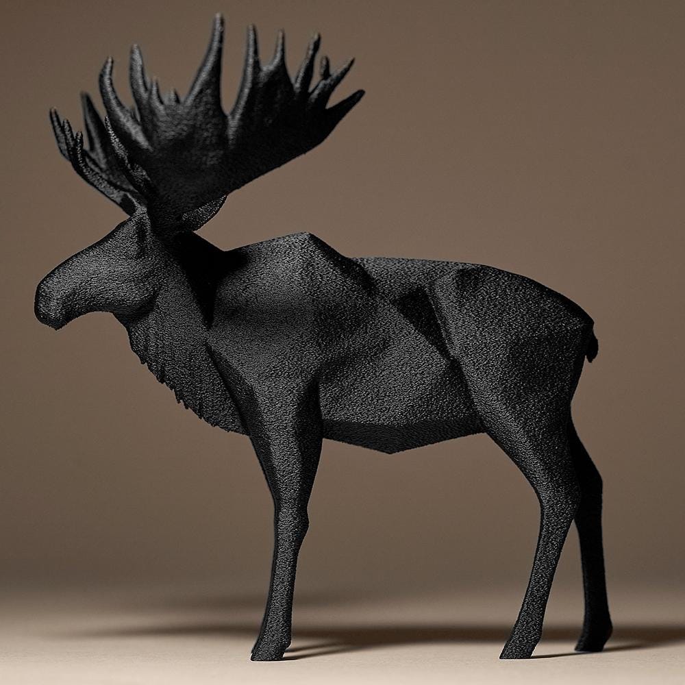 Moose Decor Statue | Elch Figur Skulptur | Moderne Waldtier Deko | Dark Art Kollektion