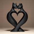 Cat's Love Statue | Katzen Herz Skulptur | Abstrakte Liebe Deko | Dark Art Kollektion