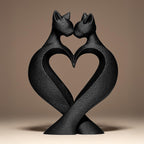Cat's Love Statue | Katzen Herz Skulptur | Abstrakte Liebe Deko | Dark Art Kollektion