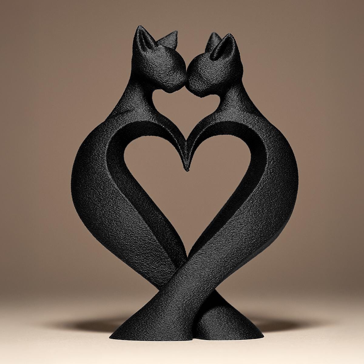 Cat's Love Statue | Katzen Herz Skulptur | Abstrakte Liebe Deko | Dark Art Kollektion