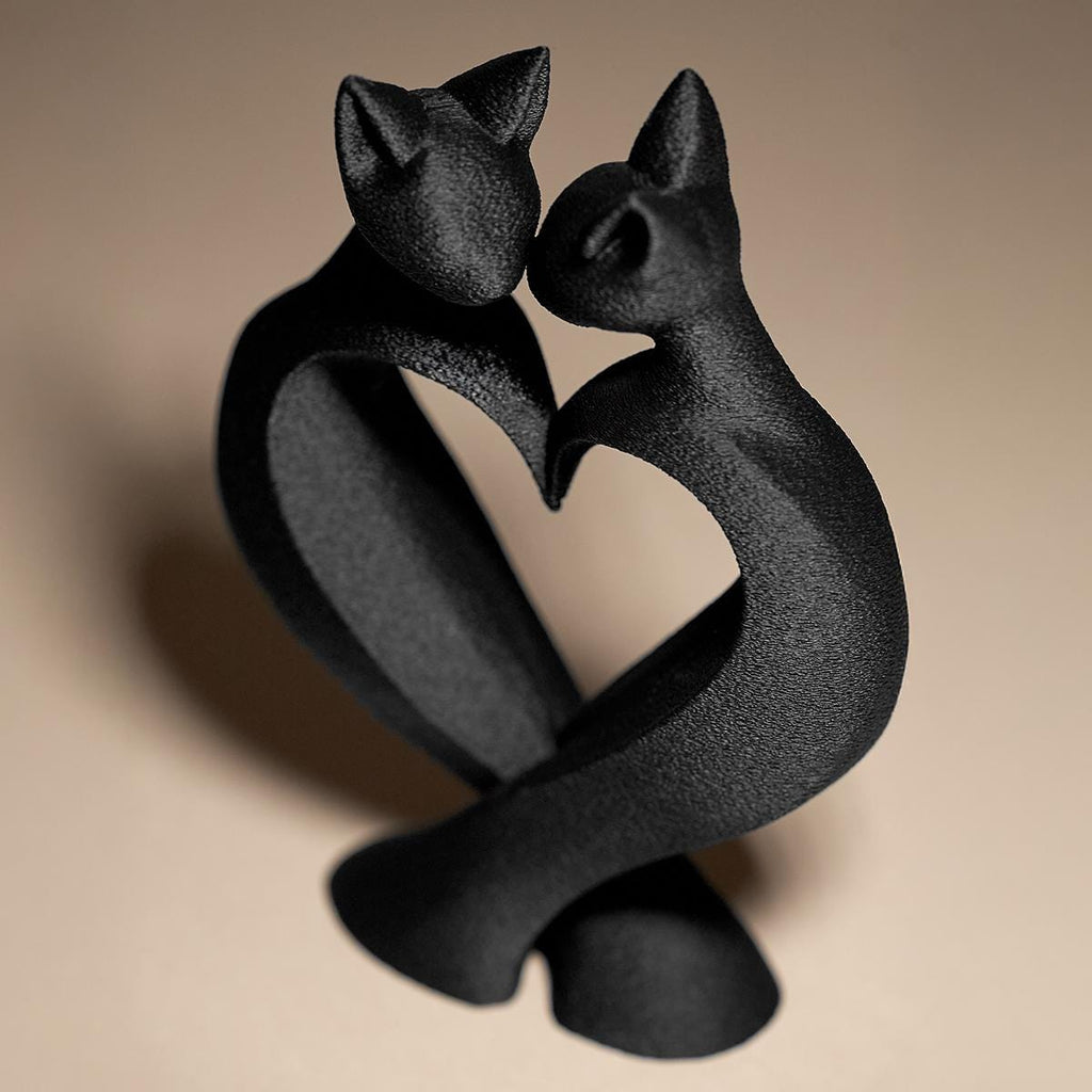 Cat's Love Statue | Katzen Herz Skulptur | Abstrakte Liebe Deko | Dark Art Kollektion