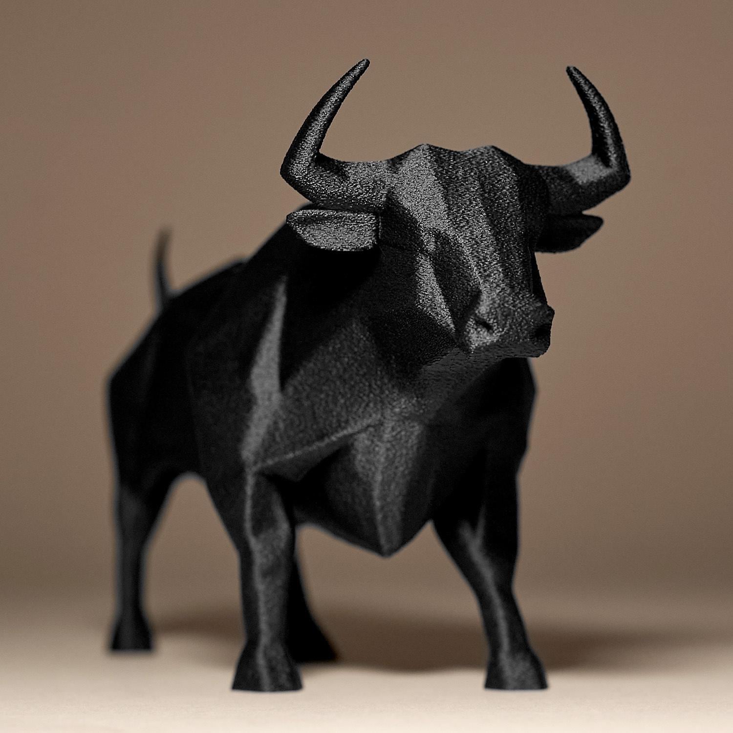 Bull Decor Statue | Stier Figur Skulptur | Low Poly Modern Art | Dark Art Deko