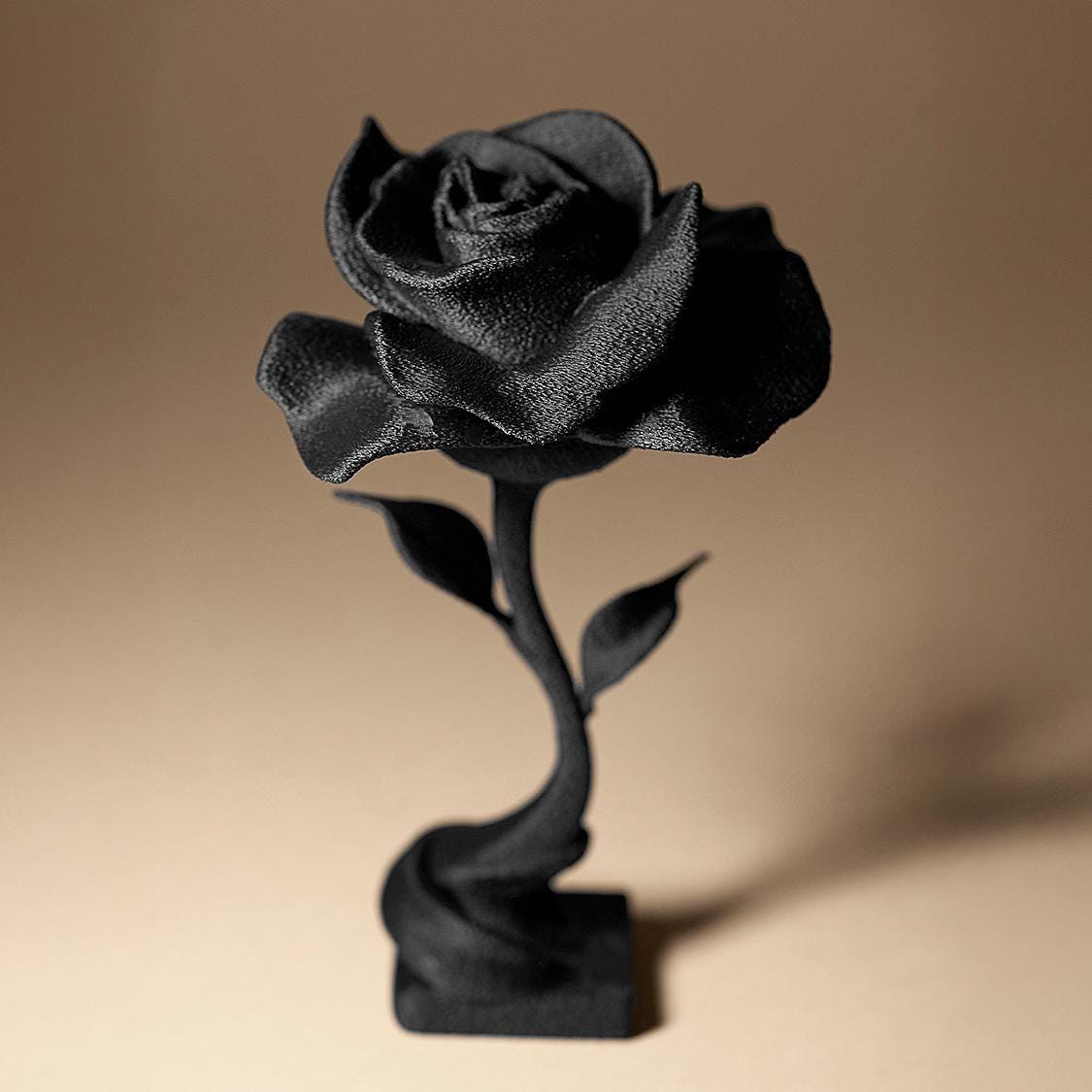 Rose Flower Statue | Schwarze Rose Skulptur | Gothic Deko Blume | Dark Art Kollektion