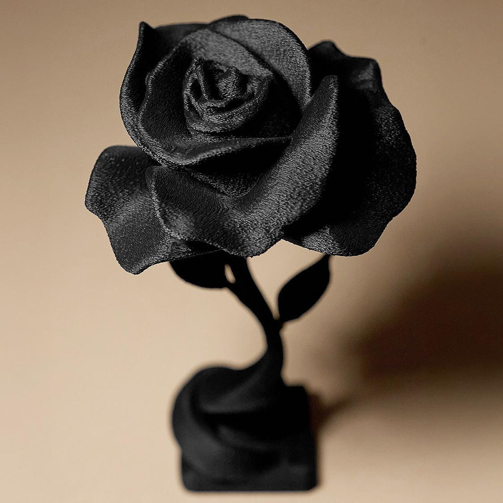 Rose Flower Statue | Schwarze Rose Skulptur | Gothic Deko Blume | Dark Art Kollektion