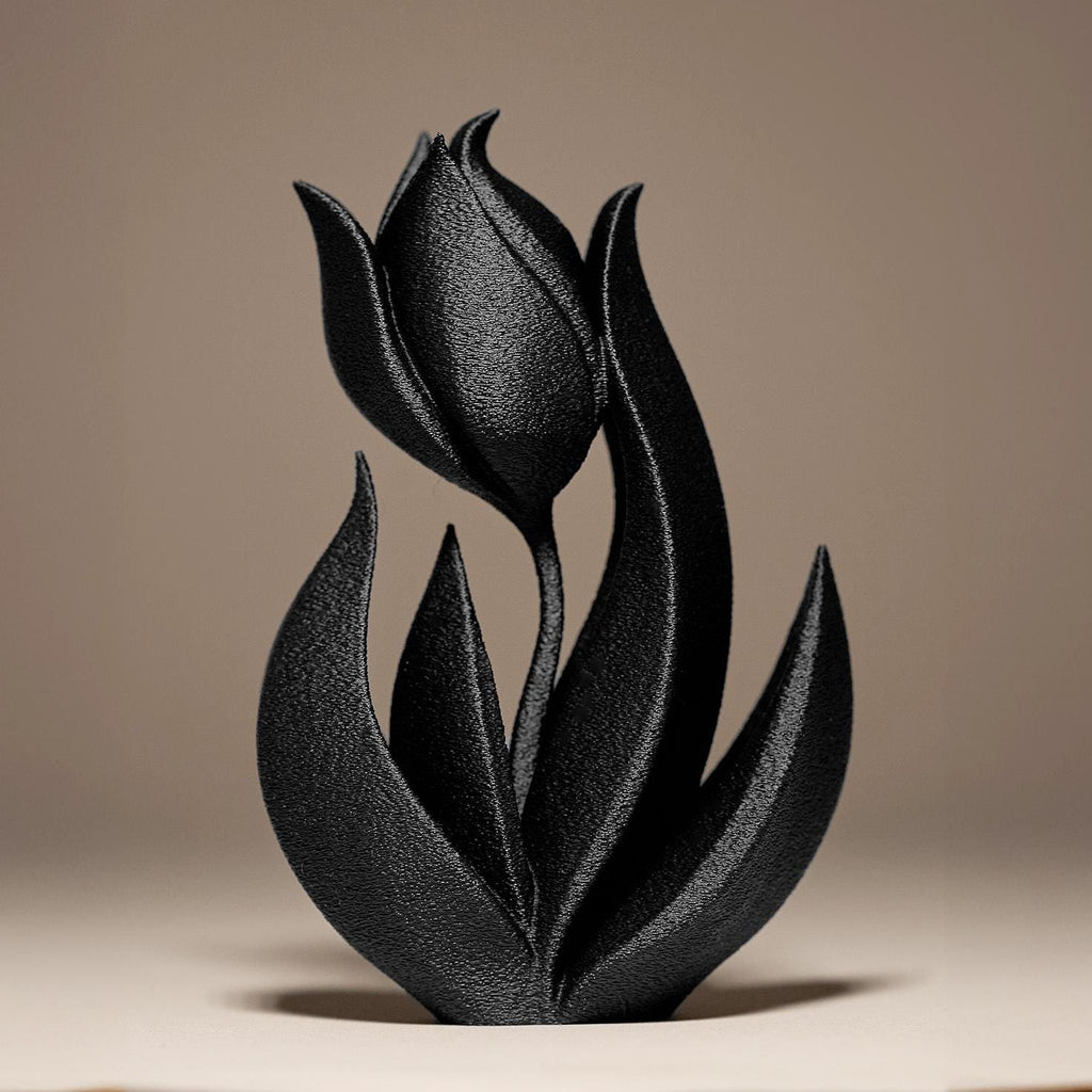 Tulip Flower Statue | Schwarze Tulpe Skulptur | Gothic Blume Deko | Dark Art Kollektion