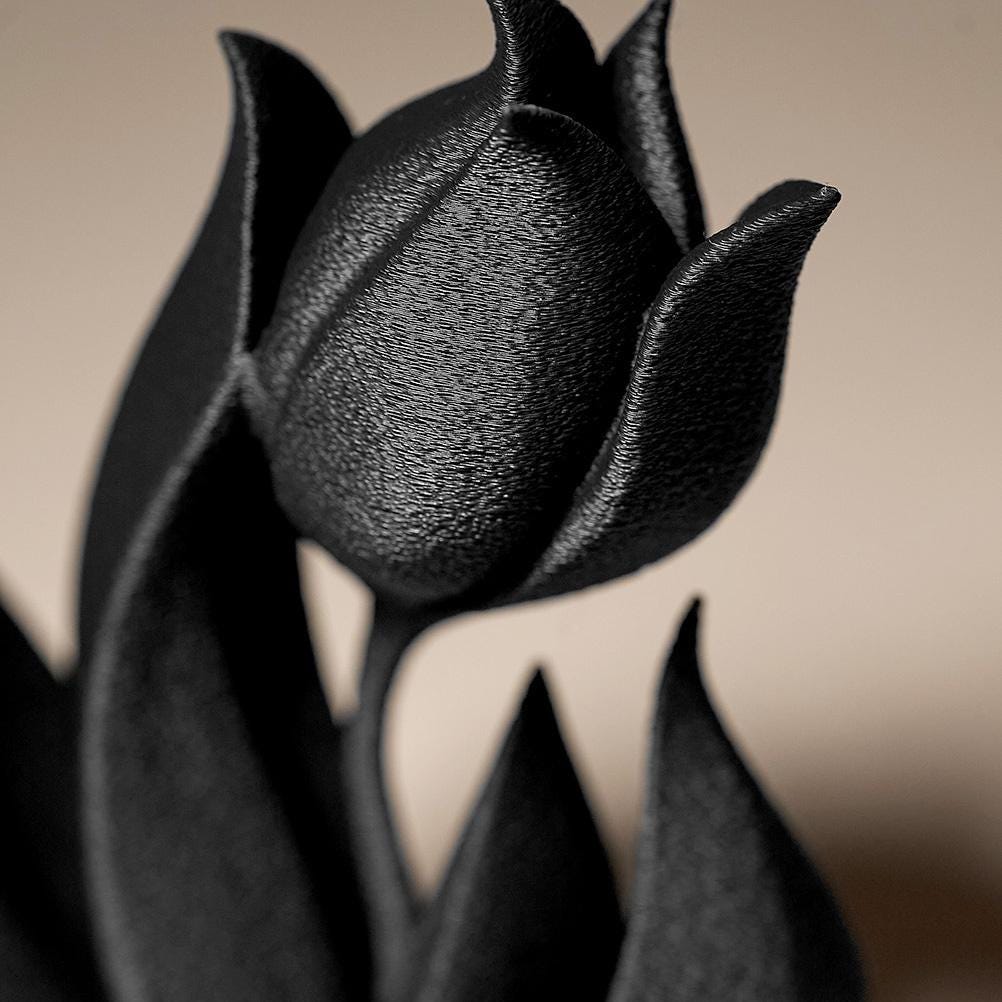 Tulip Flower Statue | Schwarze Tulpe Skulptur | Gothic Blume Deko | Dark Art Kollektion