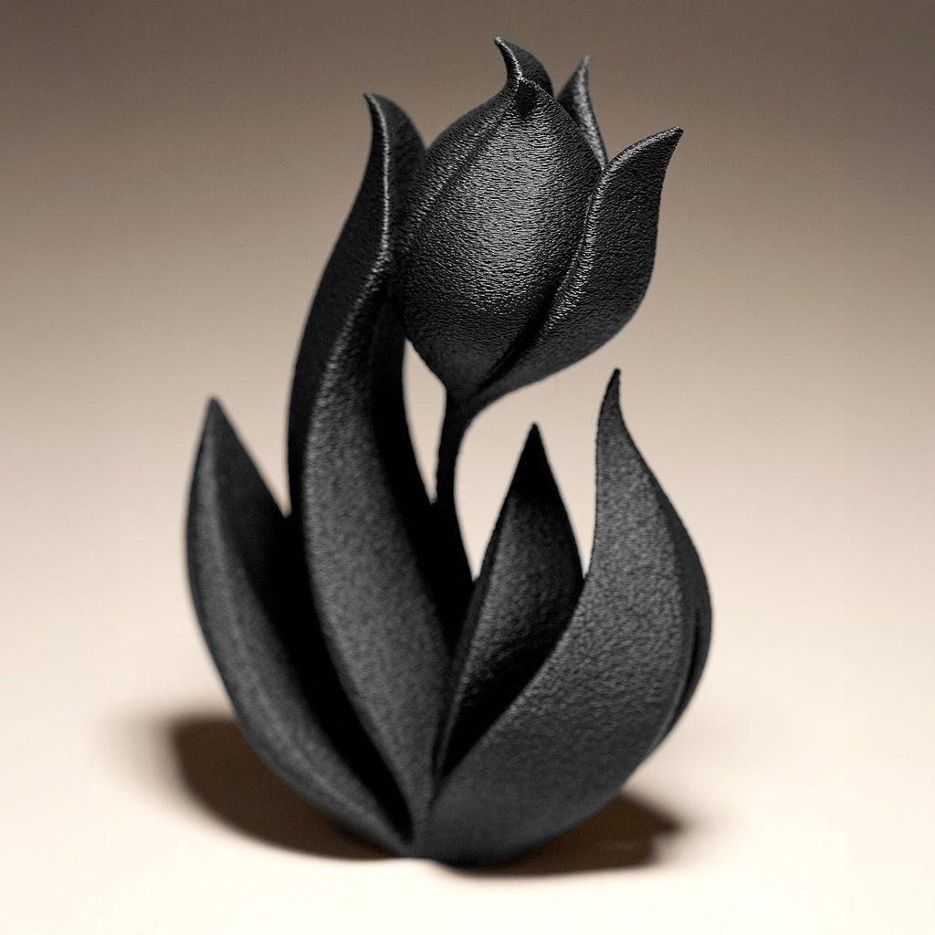 Tulip Flower Statue | Schwarze Tulpe Skulptur | Gothic Blume Deko | Dark Art Kollektion