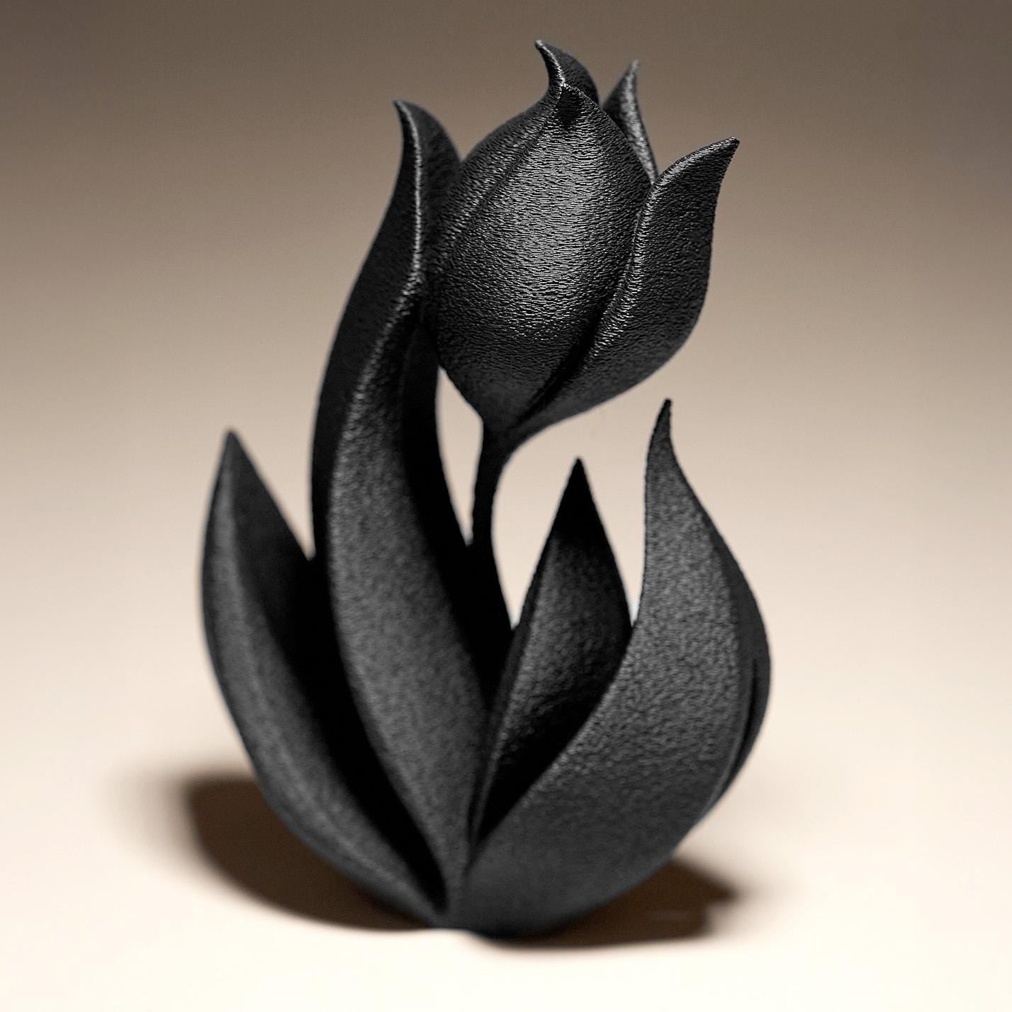 Tulip Flower Statue | Schwarze Tulpe Skulptur | Gothic Blume Deko | Dark Art Kollektion