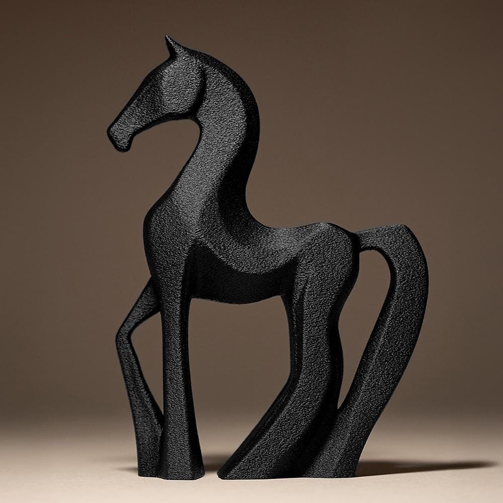 Horse Statue | Pferd Figur Abstrakt | Moderne Skulptur | Dark Art Deko Kollektion