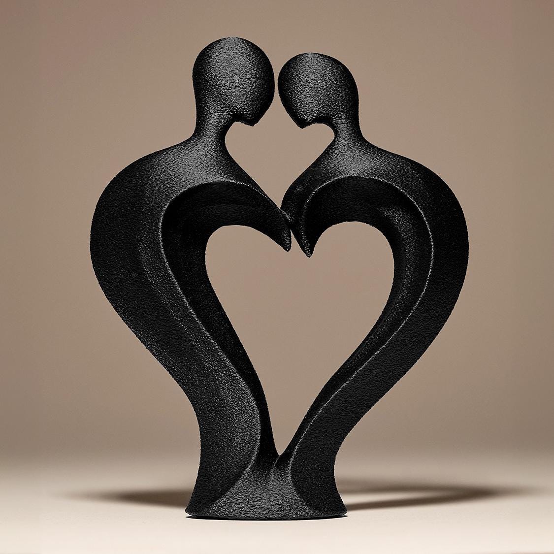 Romantic Couple Statue | Abstraktes Herz Figur | Liebe Skulptur | Dark Art Deko