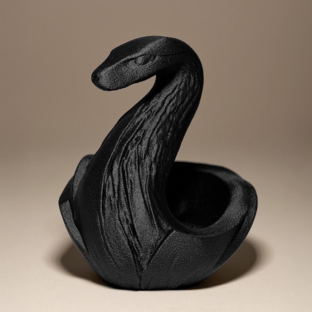 Swan Statue Key Bowl | Schwarzer Schwan Figur | Gothic Schlüsselablage | Dark Art Deko