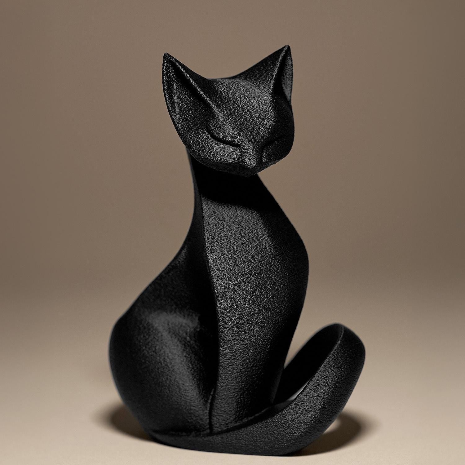 Cat #2 Statue | Schwarze Katze Figur | Elegante Tier Skulptur | Dark Art Deko