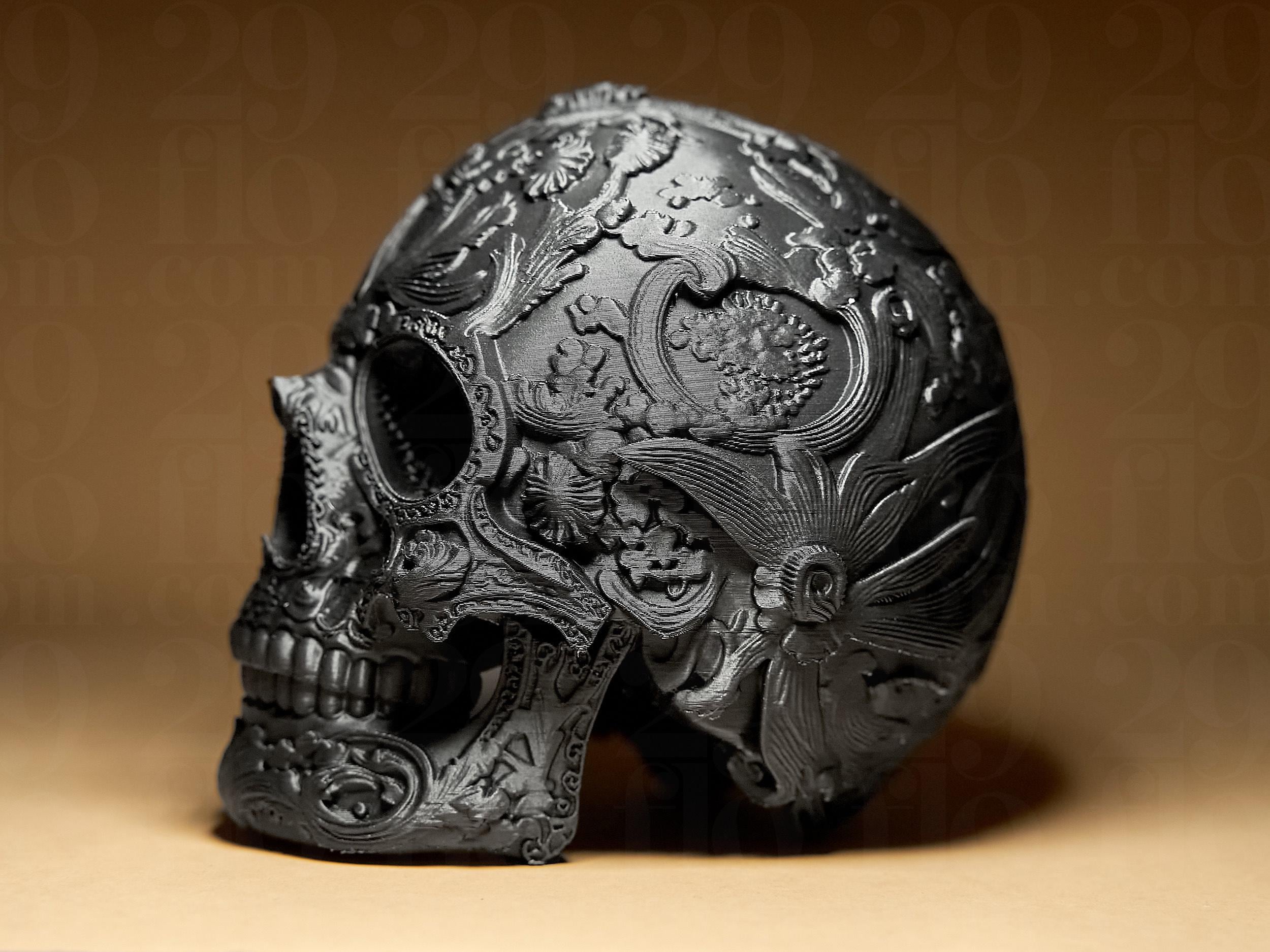 Ornamental Dia Dos Muertos Skull | Sugar Skull Statue | Gothic Dark Art Deko Skulptur