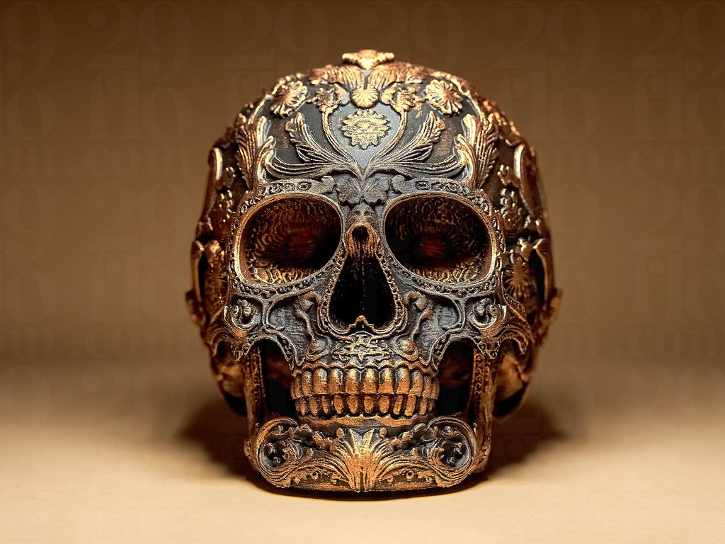 Ornamental Dia Dos Muertos Skull | Sugar Skull Statue | Gothic Dark Art Deko Skulptur