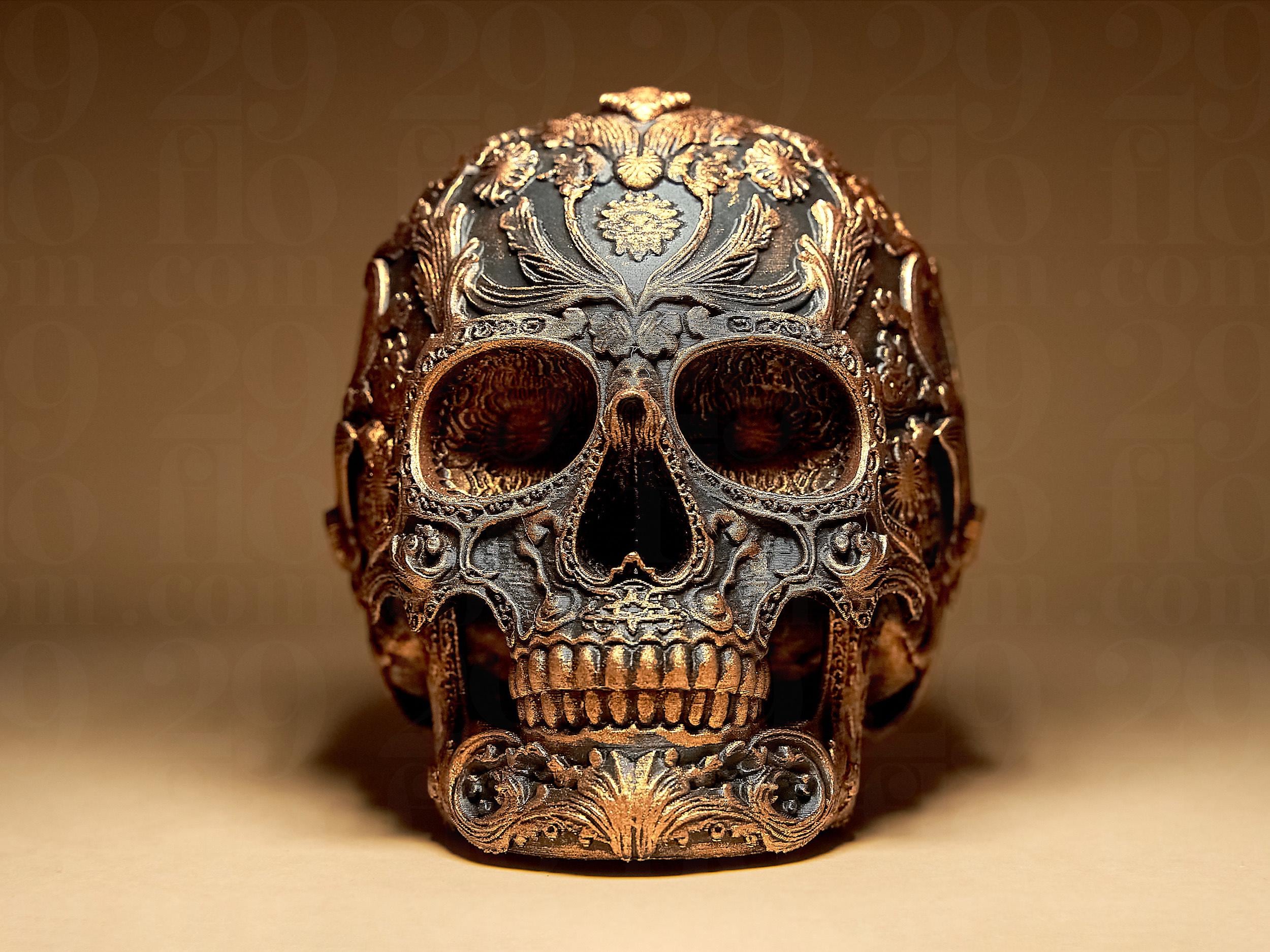 Ornamental Dia Dos Muertos Skull | Sugar Skull Statue | Gothic Dark Art Deko Skulptur