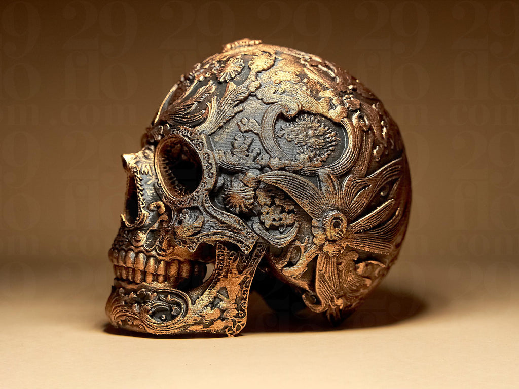 Ornamental Dia Dos Muertos Skull | Sugar Skull Statue | Gothic Dark Art Deko Skulptur