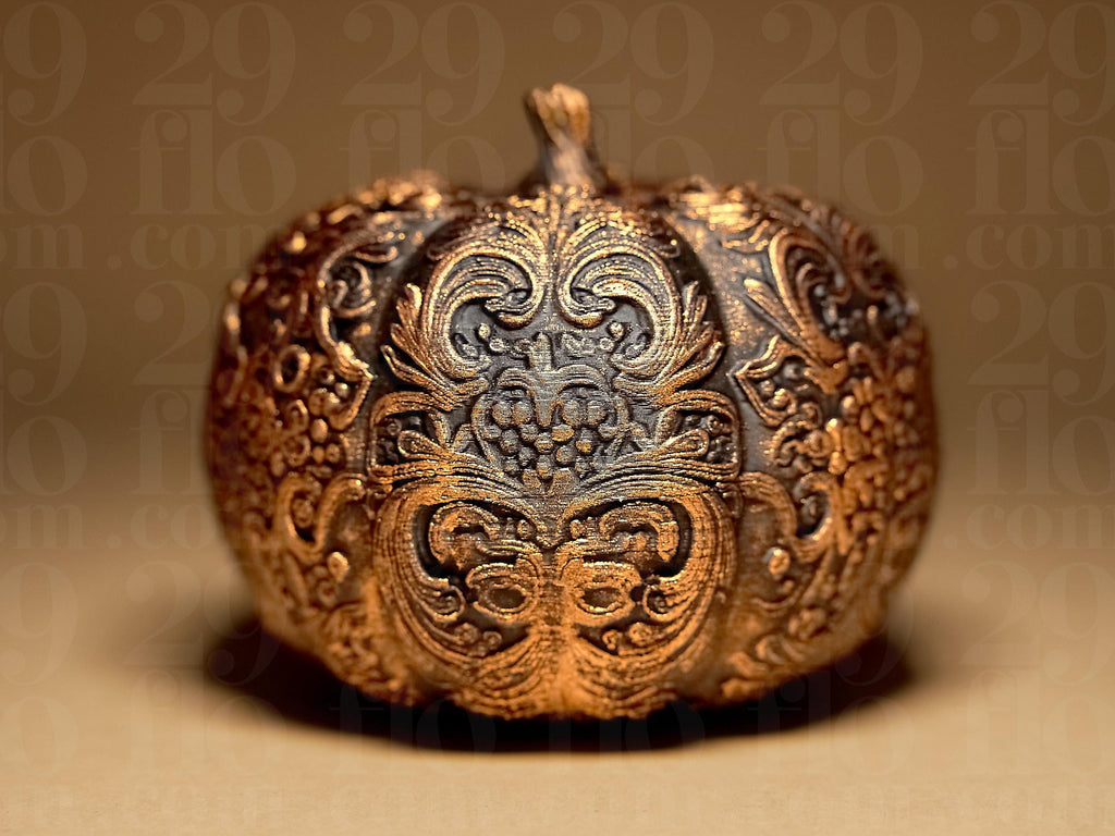 Set of 3 Ornamental Pumpkins | Gothic Halloween Deko | Dark Art Kürbis Figuren Fehn-factory.de