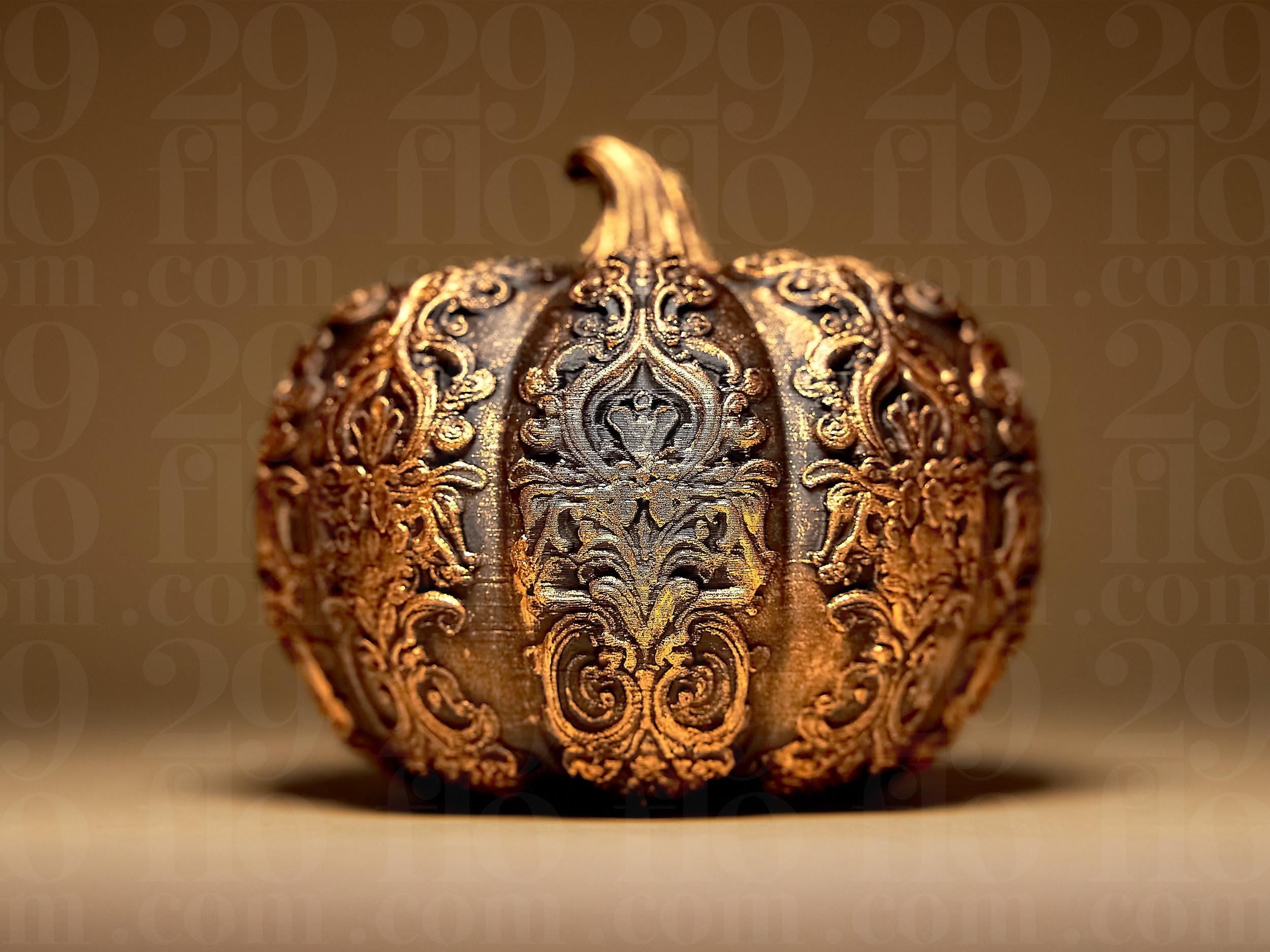 Set of 3 Ornamental Pumpkins | Gothic Halloween Deko | Dark Art Kürbis Figuren Fehn-factory.de