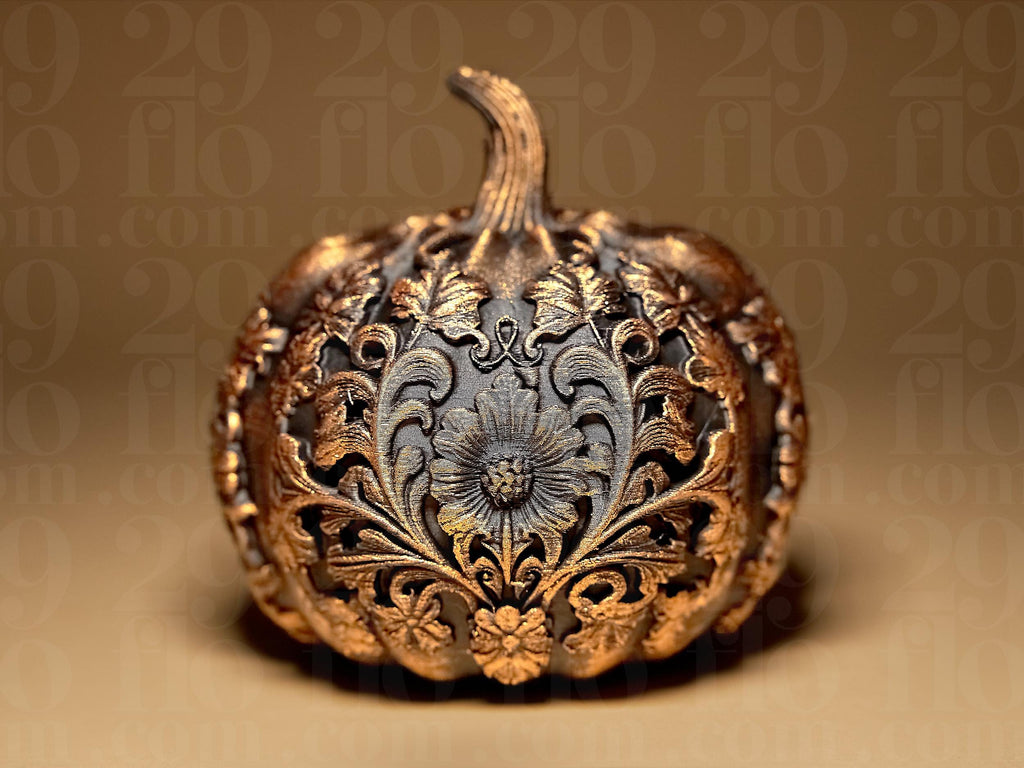 Set of 3 Ornamental Pumpkins | Gothic Halloween Deko | Dark Art Kürbis Figuren Fehn-factory.de