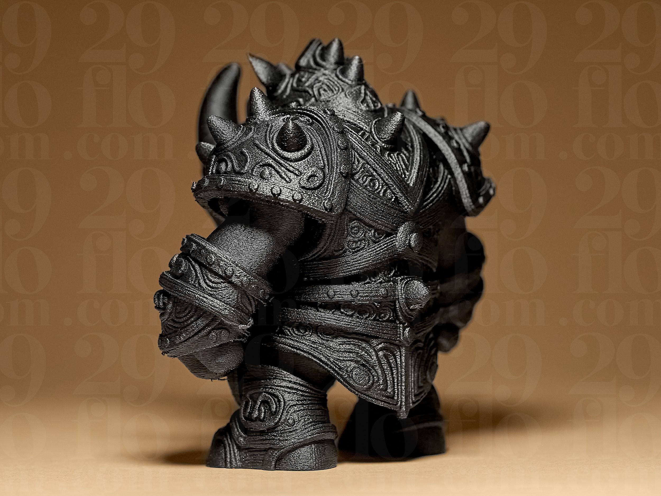 Warrior Rhino Miniature | Fantasy Figur Nashorn | Krieger Statue | Dark Art Deko Fehn-factory.de