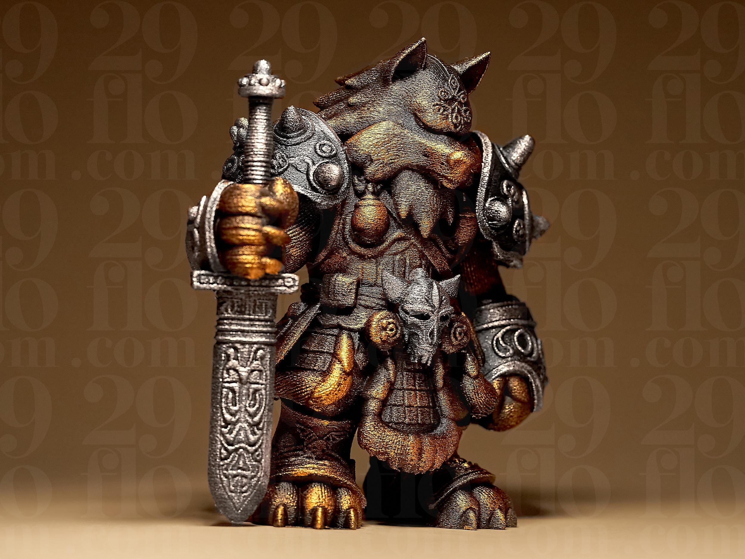 Warrior Wolf Miniature | Fantasy Figur Wolf | Krieger Statue | Dark Art Deko Fehn-factory.de