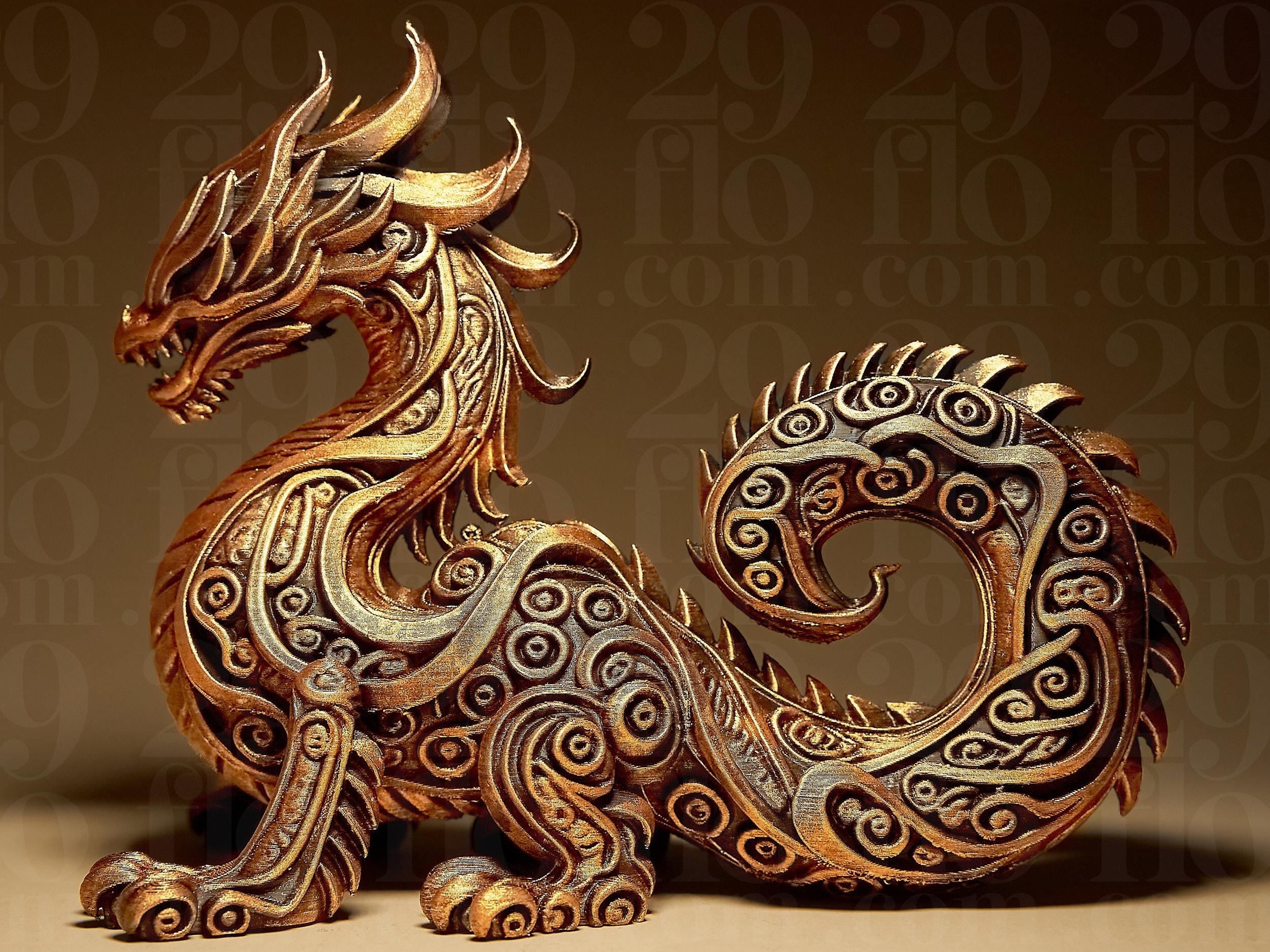 Designers Dragon Sculpture | Ornamental Drache Figur | Fantasy Deko Statue | Dark Art Fehn-factory.de