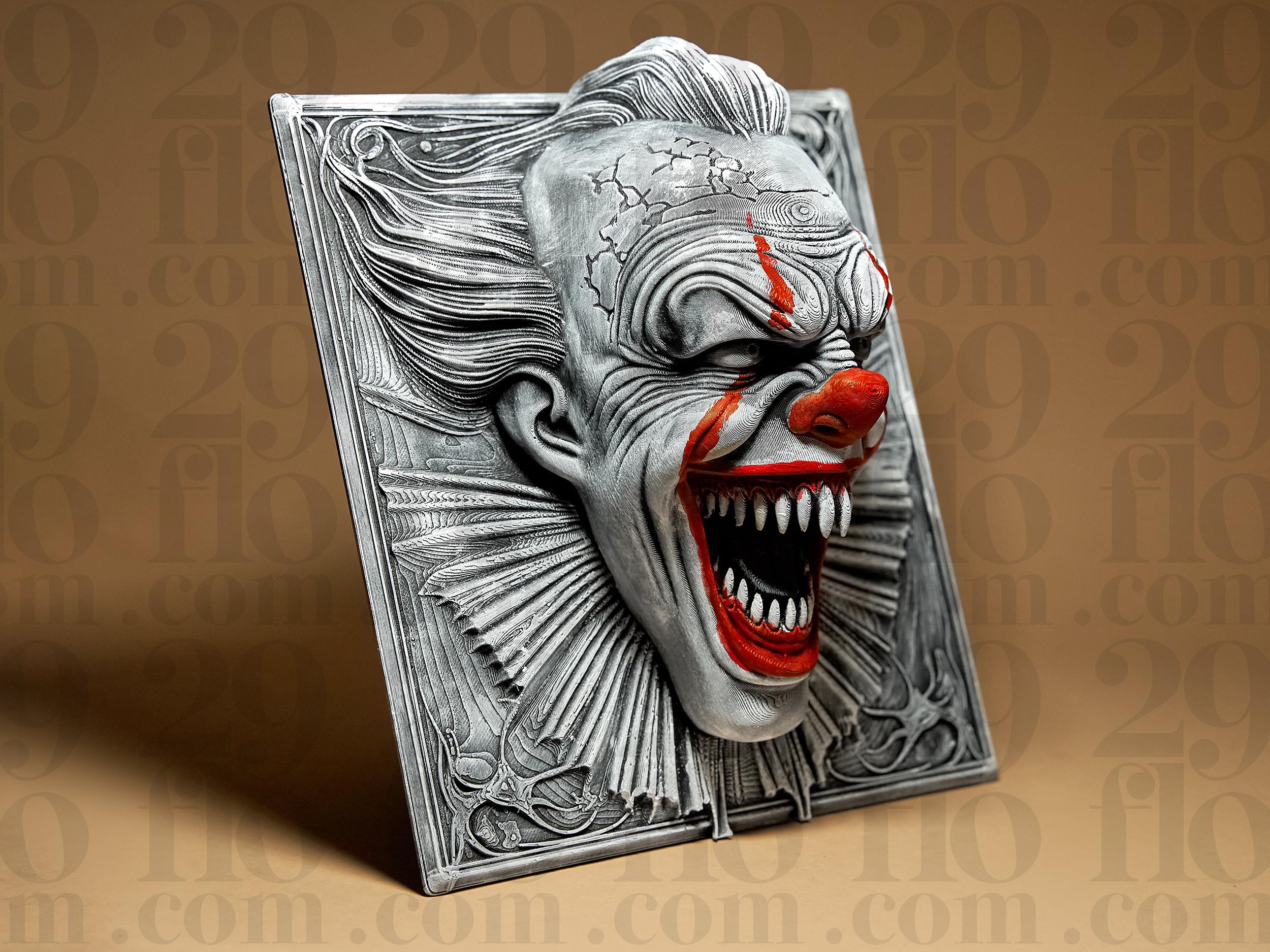 Evil Clown Relief | Horror Clown Statue | Wand Deko Skulptur | Gothic Dark Art Fehn-factory.de