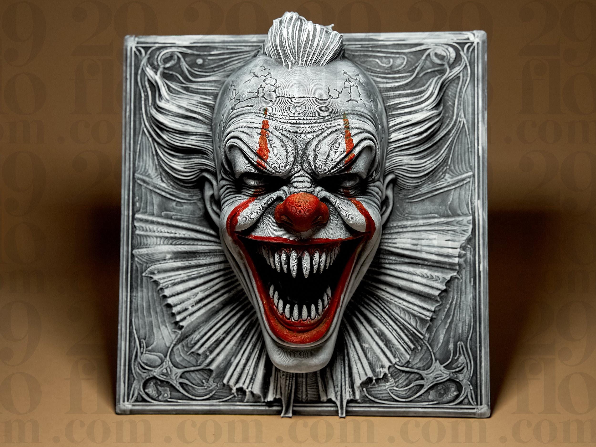 Evil Clown Relief | Horror Clown Statue | Wand Deko Skulptur | Gothic Dark Art Fehn-factory.de