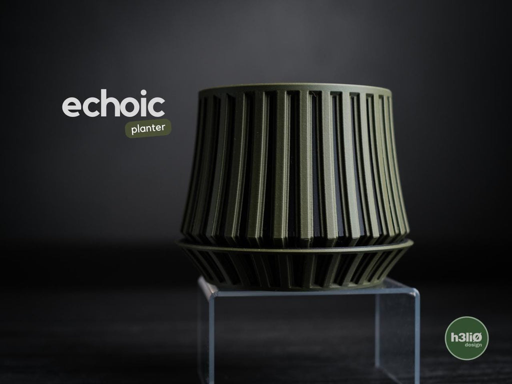 echoic planter | Moderner 3D Druck Blumentopf | Gerillter Übertopf | Design Deko Topf