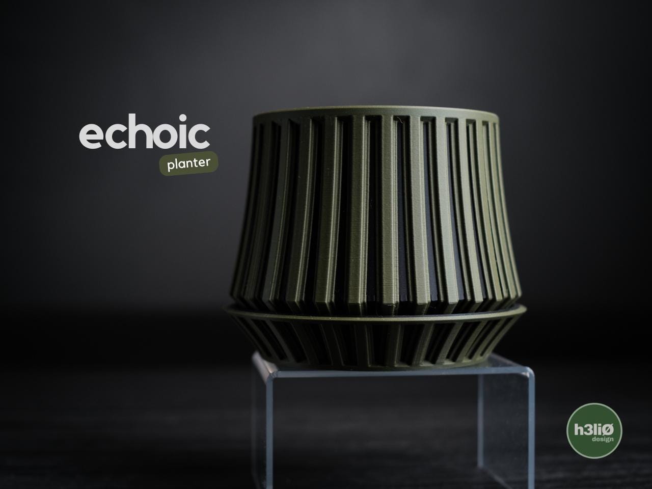 echoic planter | Moderner 3D Druck Blumentopf | Gerillter Übertopf | Design Deko Topf