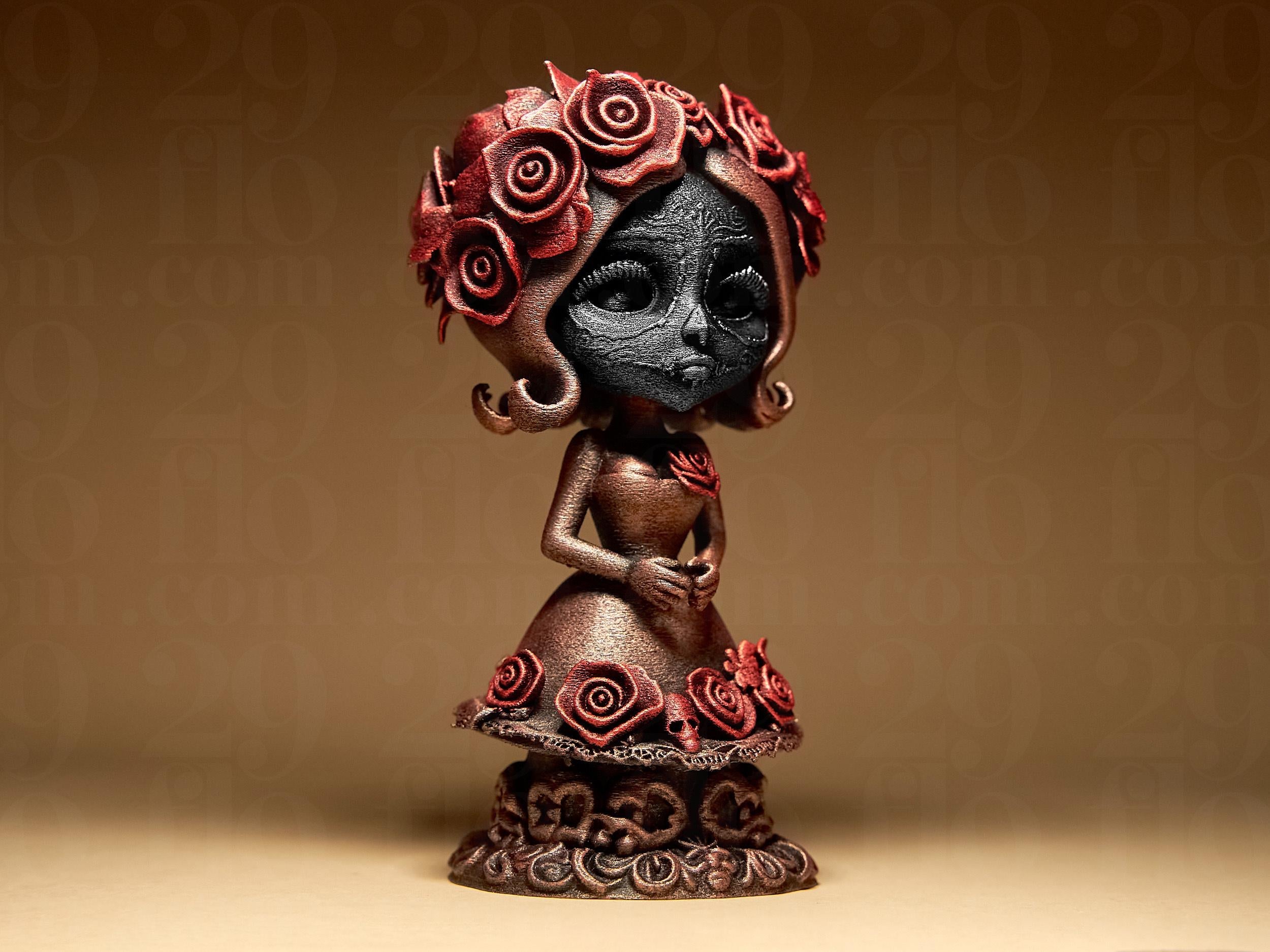 Dia de los Muertos Doll – elegante Totentags Figur mit Rosen – mystische Deko für Halloween & Sammler Fehn-factory.de