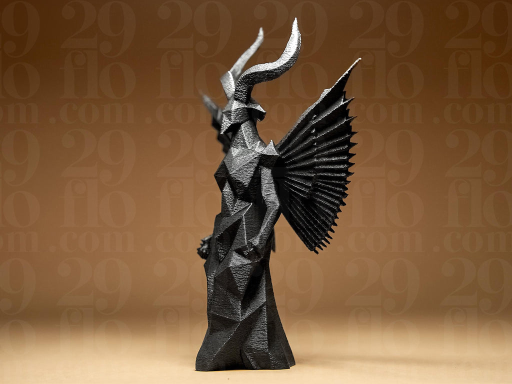 Geometric Daemon Figurine – dunkle Engelsstatue mit Hörnern – moderne Gothic Deko & mystische Skulptur Fehn-factory.de