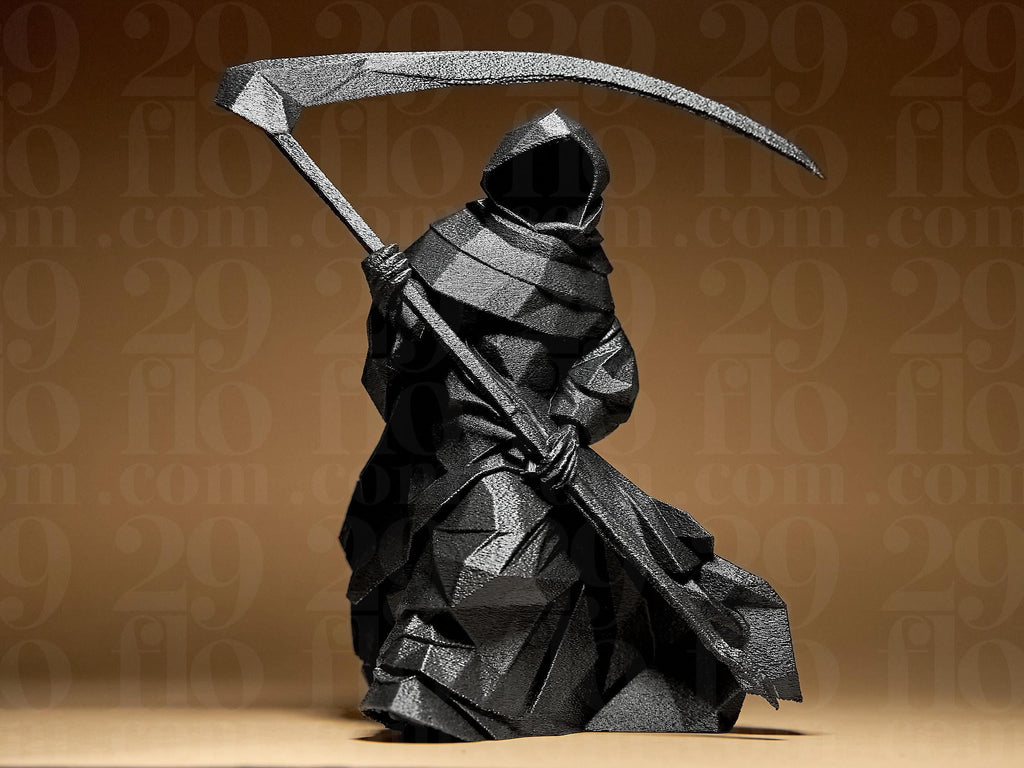 Geometric Grim Reaper – moderne Sensenmann Figur für Halloween & Gothic Deko Fehn-factory.de