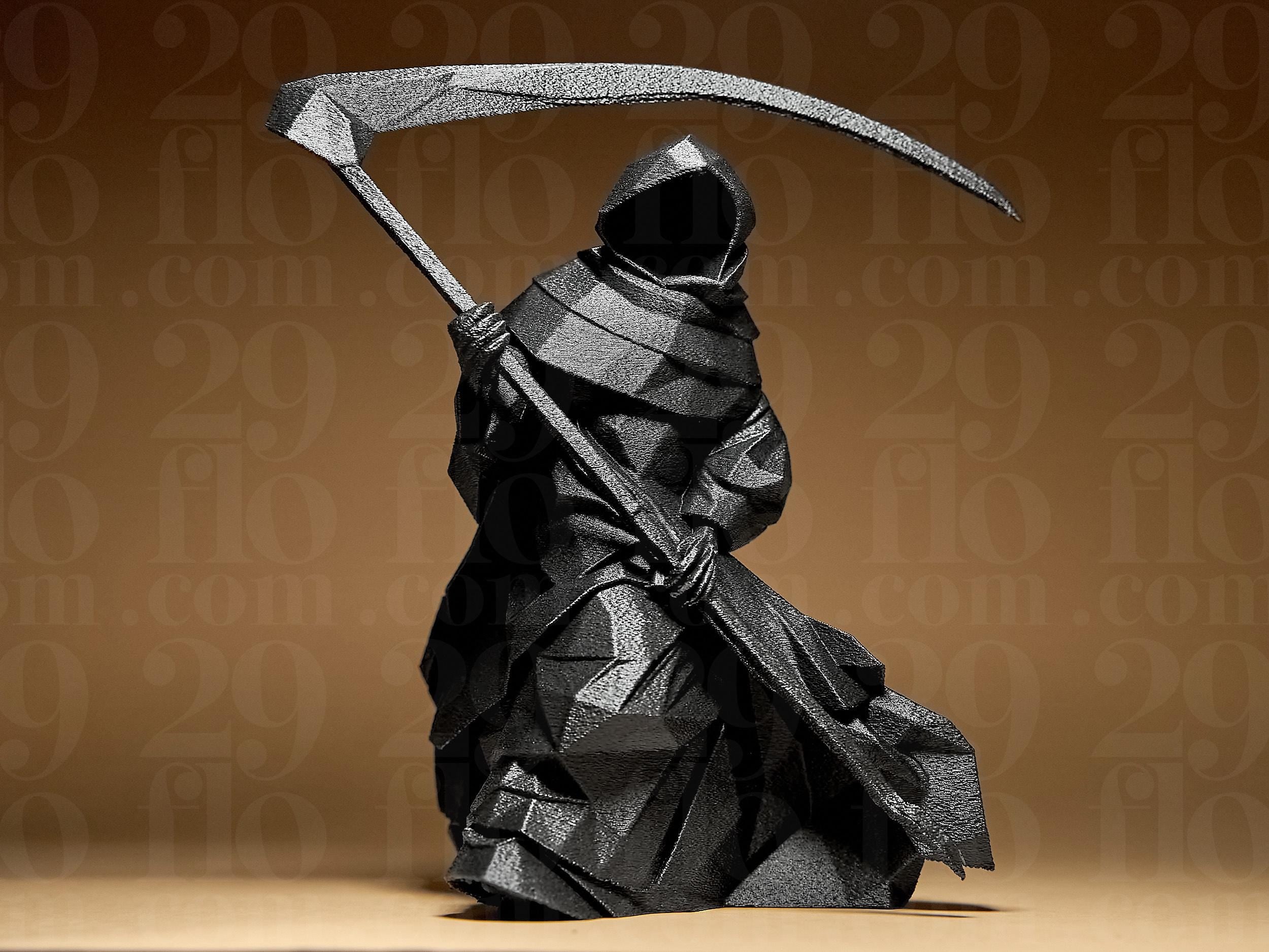 Geometric Grim Reaper – moderne Sensenmann Figur für Halloween & Gothic Deko Fehn-factory.de