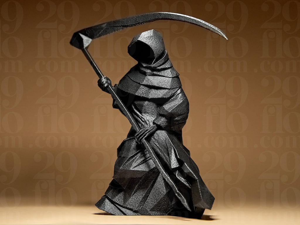 Geometric Grim Reaper – moderne Sensenmann Figur für Halloween & Gothic Deko Fehn-factory.de