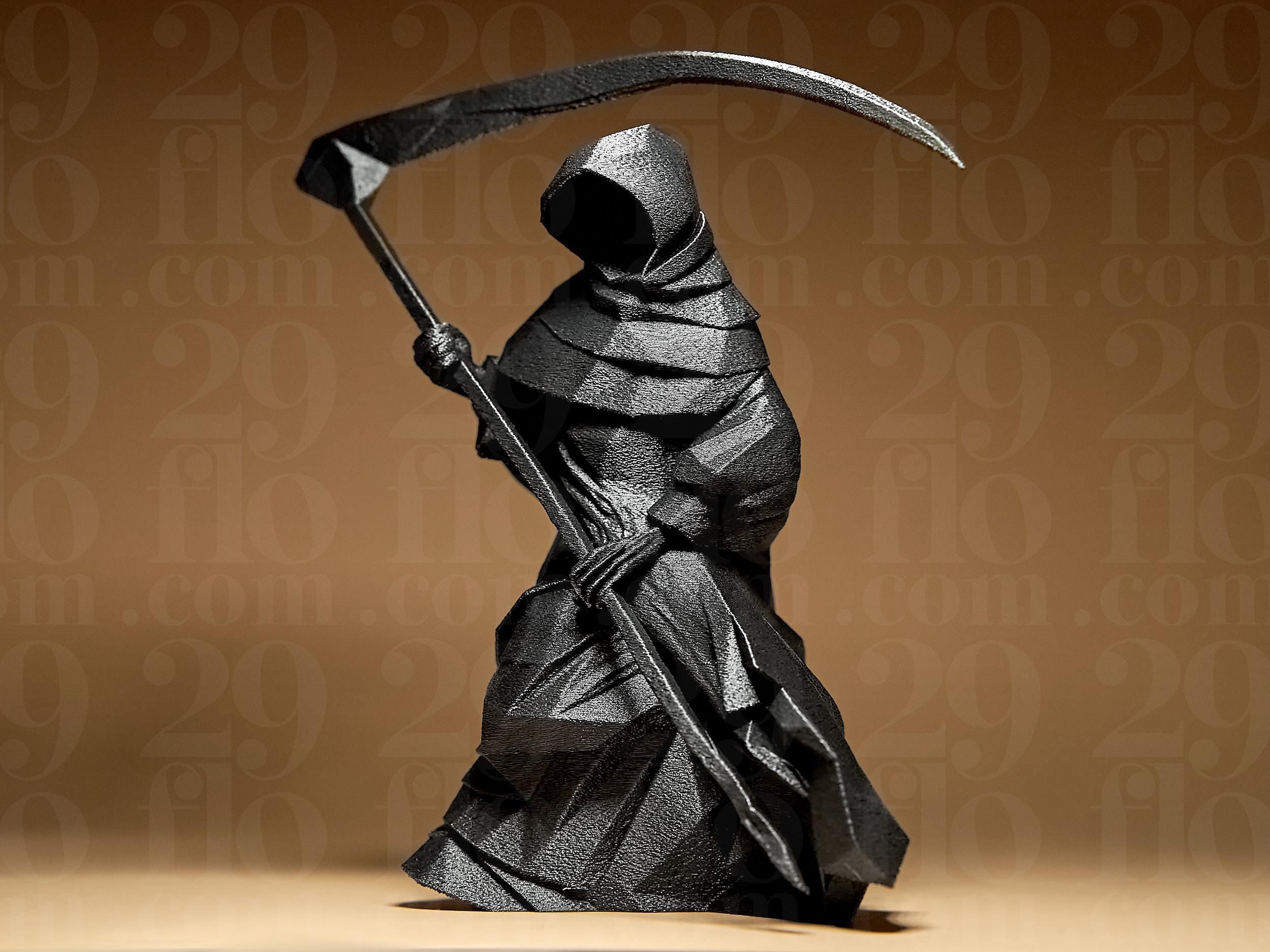 Geometric Grim Reaper – moderne Sensenmann Figur für Halloween & Gothic Deko Fehn-factory.de