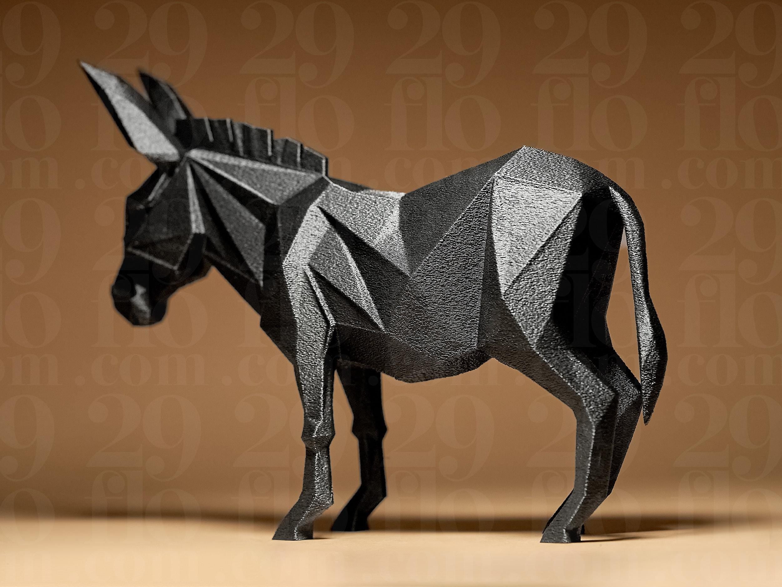 Geometric Donkey Figur – moderner Deko-Esel im Low-Poly-Design | Minimalistische Tierfigur aus 3D-Druck Fehn-factory.de