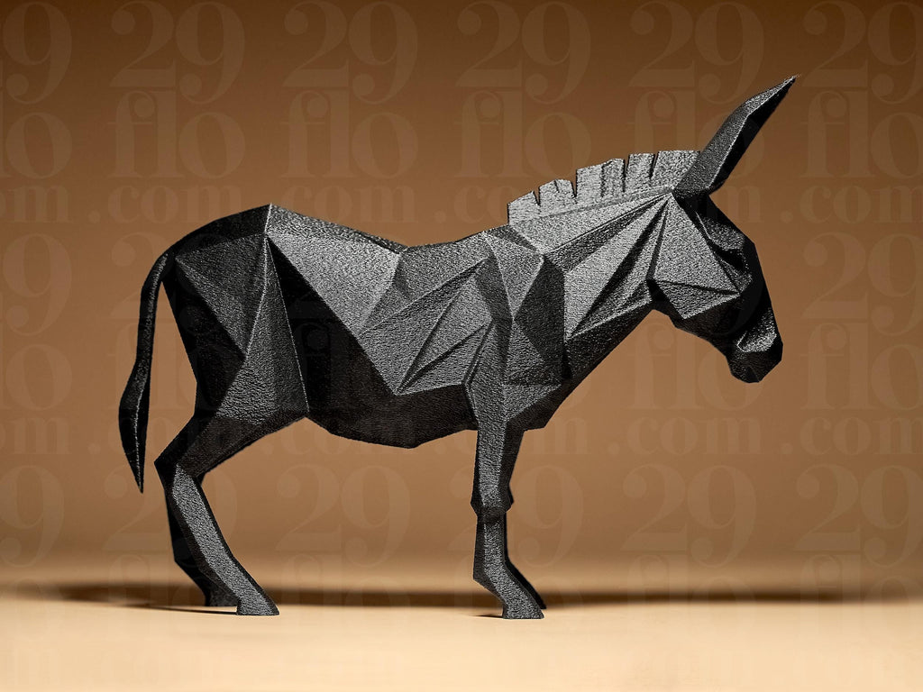 Geometric Donkey Figur – moderner Deko-Esel im Low-Poly-Design | Minimalistische Tierfigur aus 3D-Druck Fehn-factory.de