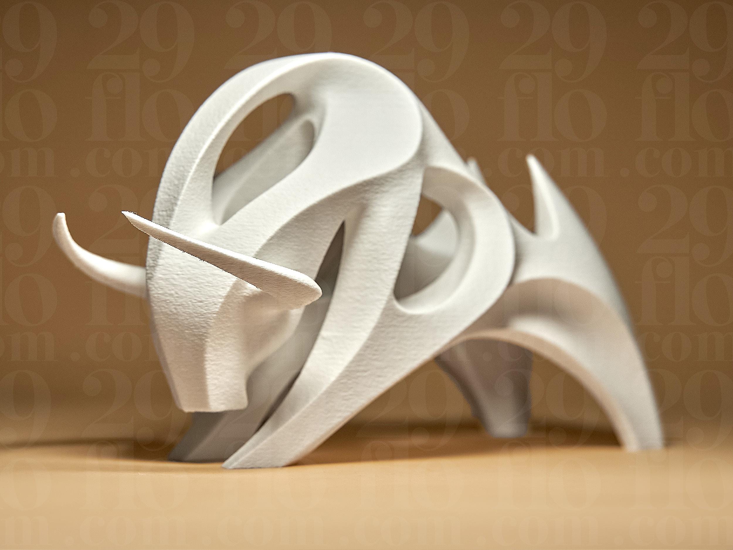 Abstrakte Stier Skulptur – Moderne Dekofigur im minimalistischen Stil | Designobjekt für Büro & Wohnzimmer Fehn-factory.de