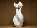Abstrakte Katzen Skulptur – Elegantes Katzenpaar im modernen Stil | Weiße Dekofigur | Symbol für Liebe & Harmonie Fehn-factory.de